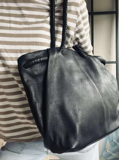 VIAMAJA Skuldertasker|Shoppere<Skuldertaske med smuk fletrem - Black