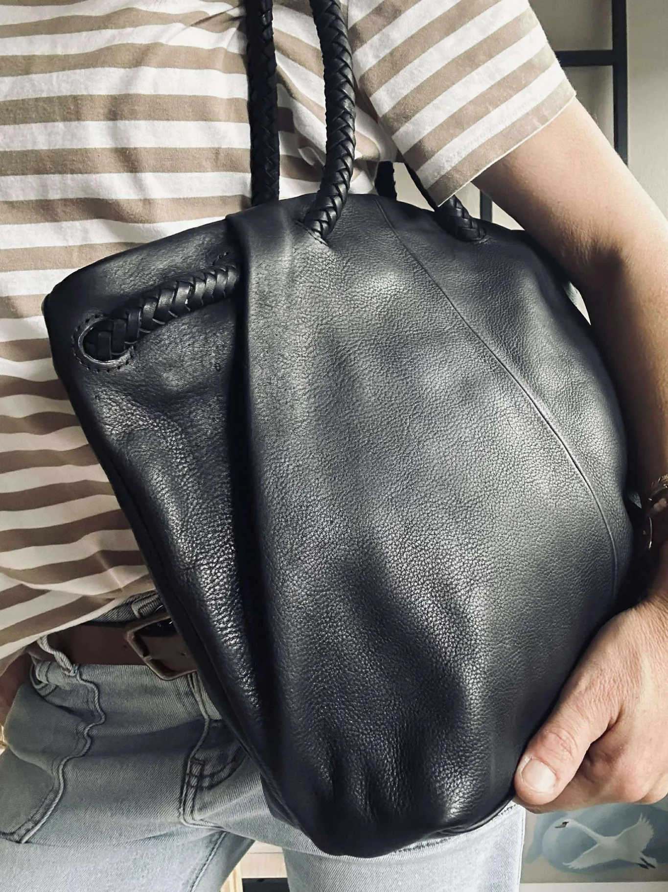 VIAMAJA Skuldertasker|Shoppere<Skuldertaske med smuk fletrem - Black