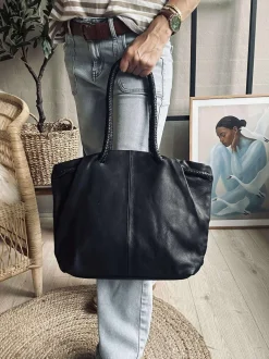 VIAMAJA Skuldertasker|Shoppere<Skuldertaske med smuk fletrem - Black