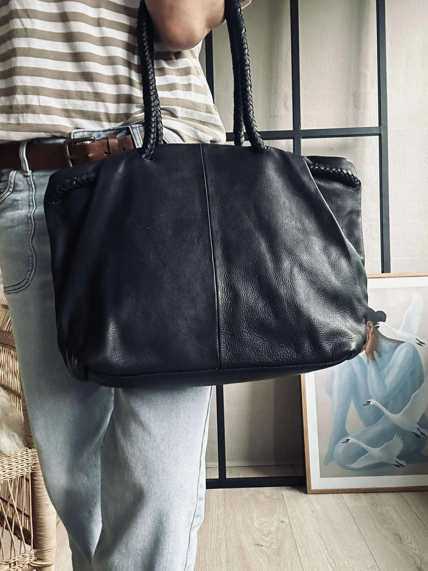 VIAMAJA Skuldertasker|Shoppere<Skuldertaske med smuk fletrem - Black
