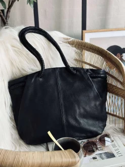 VIAMAJA Skuldertasker|Shoppere<Skuldertaske med smuk fletrem - Black