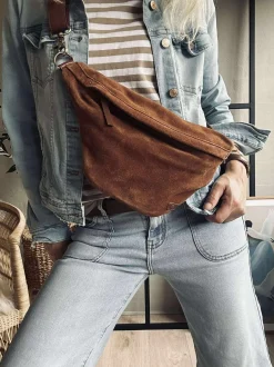 VIAMAJA Bæltetasker|Læder Tasker<Smuk ruskindsbumbag - Cognac