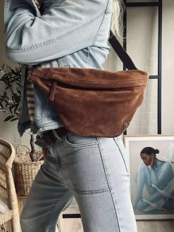 VIAMAJA Bæltetasker|Læder Tasker<Smuk ruskindsbumbag - Cognac