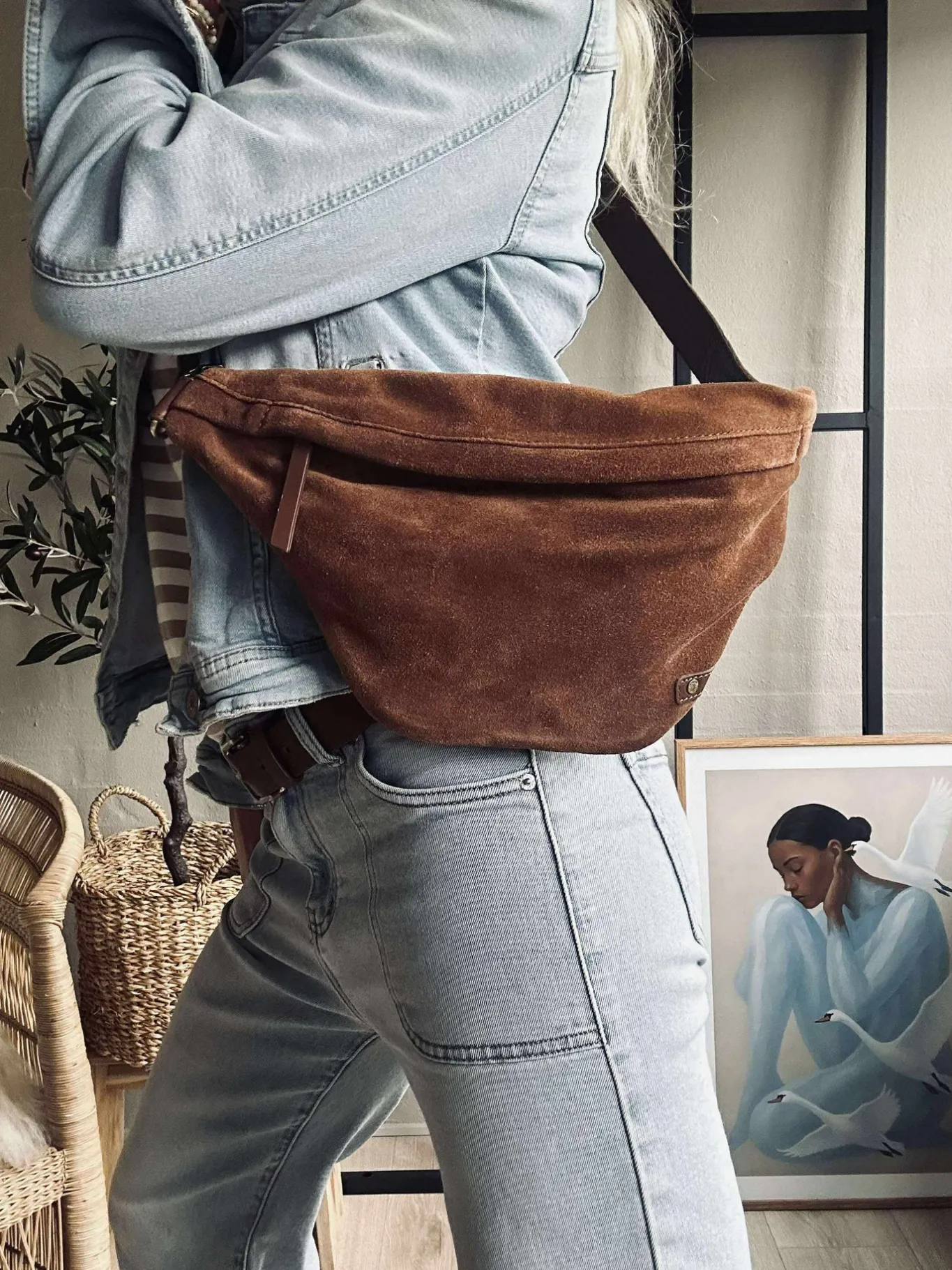 VIAMAJA Bæltetasker|Læder Tasker<Smuk ruskindsbumbag - Cognac