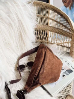VIAMAJA Bæltetasker|Læder Tasker<Smuk ruskindsbumbag - Cognac