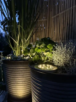VIAMAJA Lys Og Led|Udendørs Led<Solcelle spots SILVER – Sæt med 4 stk