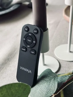 VIAMAJA Lys Og Led|Led Kronelys<Stagelys / Sæt med 2 stk og fjernbetjening – Grå 24 cm