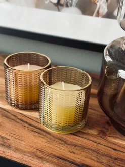 VIAMAJA Stearinlys|Stearinlys<Stearinlys i farvet glas