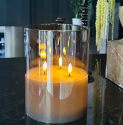 VIAMAJA Lys Og Led|Led Bloklys<Stort LED Bloklys i glas med 3 væger