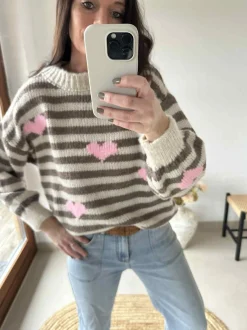VIAMAJA Strik<Strik - Beige striber