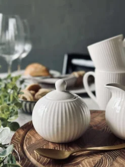 VIAMAJA Porcelæn Og Stentøj|Skåle Og Tallerkener<Sukkerskål Riflet - Porcelæn
