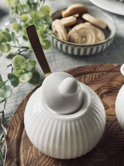VIAMAJA Porcelæn Og Stentøj|Skåle Og Tallerkener<Sukkerskål Riflet - Porcelæn