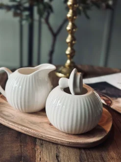VIAMAJA Porcelæn Og Stentøj|Skåle Og Tallerkener<Sukkerskål Riflet - Porcelæn