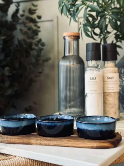 VIAMAJA Porcelæn Og Stentøj|Skåle Og Tallerkener<Tapas sæt med 3 skåle og fad - Blue mix