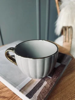 VIAMAJA Krus, Kopper Og Glas<Tekop med guld hank – Beige