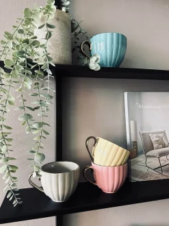 VIAMAJA Krus, Kopper Og Glas|Porcelæn Og Stentøj<Tekop med guld hank – Blå