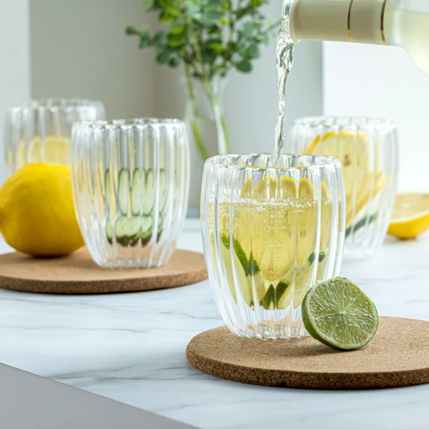 VIAMAJA Krus, Kopper Og Glas<Termoglas med riller - 4stk