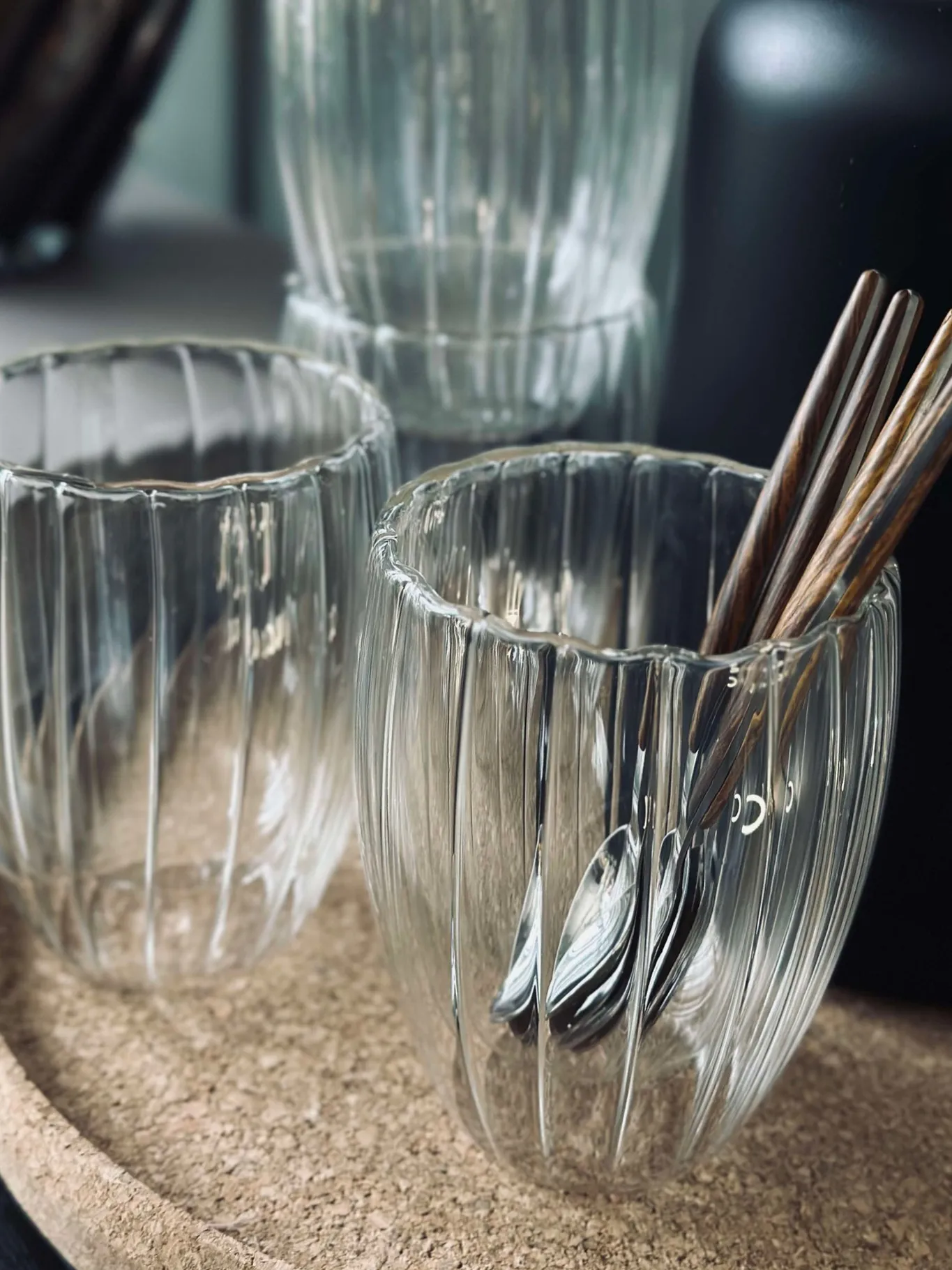 VIAMAJA Krus, Kopper Og Glas<Termoglas med riller - 4stk