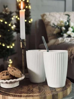 VIAMAJA Krus, Kopper Og Glas|Porcelæn Og Stentøj<Termokrus Plissé - Sæt med 2 stk - Hvid