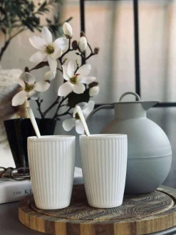 VIAMAJA Krus, Kopper Og Glas|Porcelæn Og Stentøj<Termokrus Plissé - Sæt med 2 stk - Hvid
