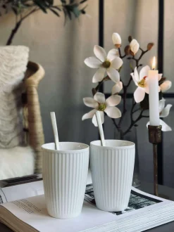 VIAMAJA Krus, Kopper Og Glas|Porcelæn Og Stentøj<Termokrus Plissé - Sæt med 2 stk - Hvid
