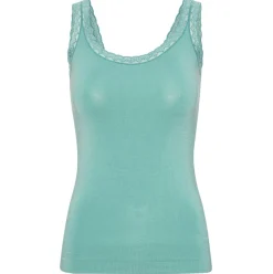 VIAMAJA Toppe|Toppe<Top med blonde Økotex petrol – Bambus