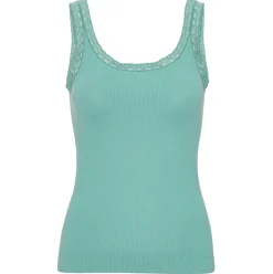 VIAMAJA Toppe|Toppe<Top med blonde Økotex petrol – Mikrofiber