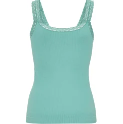 VIAMAJA Toppe|Toppe<Top med blonde Økotex petrol – Mikrofiber