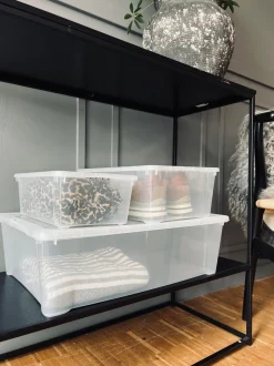 Børn VIAMAJA Garderobe Opbevaring|Børneværelse Opbevaring<Transparent kasse med låg - Small