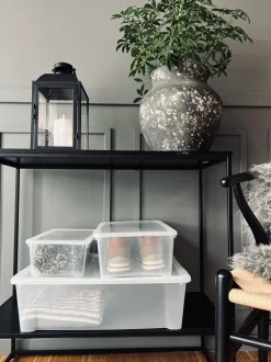 Børn VIAMAJA Garderobe Opbevaring|Børneværelse Opbevaring<Transparent kasse med låg - Small
