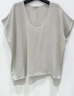 VIAMAJA T-Shirts<T-shirt Cozy hørmix - Beige