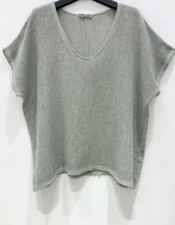 VIAMAJA T-Shirts<T-shirt Cozy hørmix - Kaki