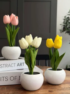 VIAMAJA Blomster|Påske<Tulipaner med lys - Gul