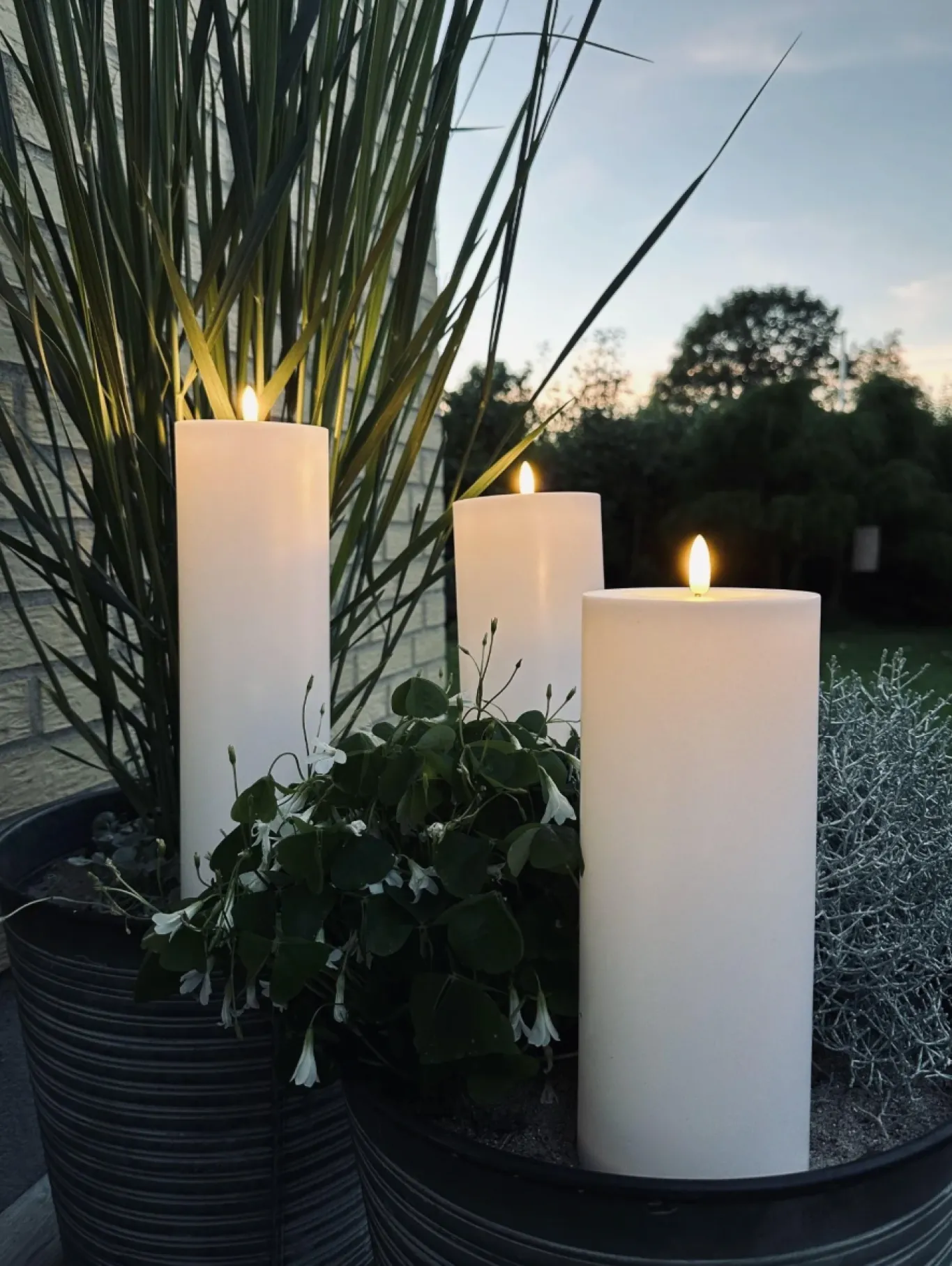 VIAMAJA Lys Og Led|Udendørs Led<Udendørs XL LED Bloklys H 25cm - Sæt med 2 stk ink fjernbetjening
