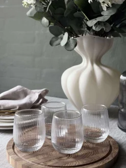 VIAMAJA Krus, Kopper Og Glas<Vandglas Rillet med guld kant - 4 stk.