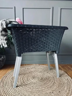 VIAMAJA Vasketøjskurve|Soveværelse Opbevaring<Vasketøjskurv med foldbar ben - Dark grey