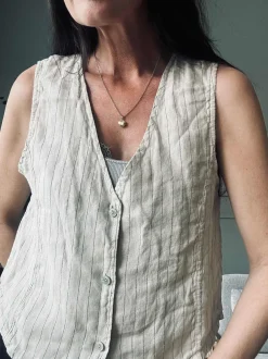 VIAMAJA Skjorter<Vest beige strib - Hør