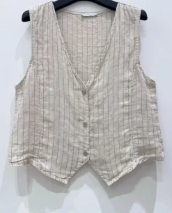 VIAMAJA Skjorter<Vest beige strib - Hør