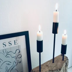 VIAMAJA Lysestager<// Spyd sæt af 3 str – Sort