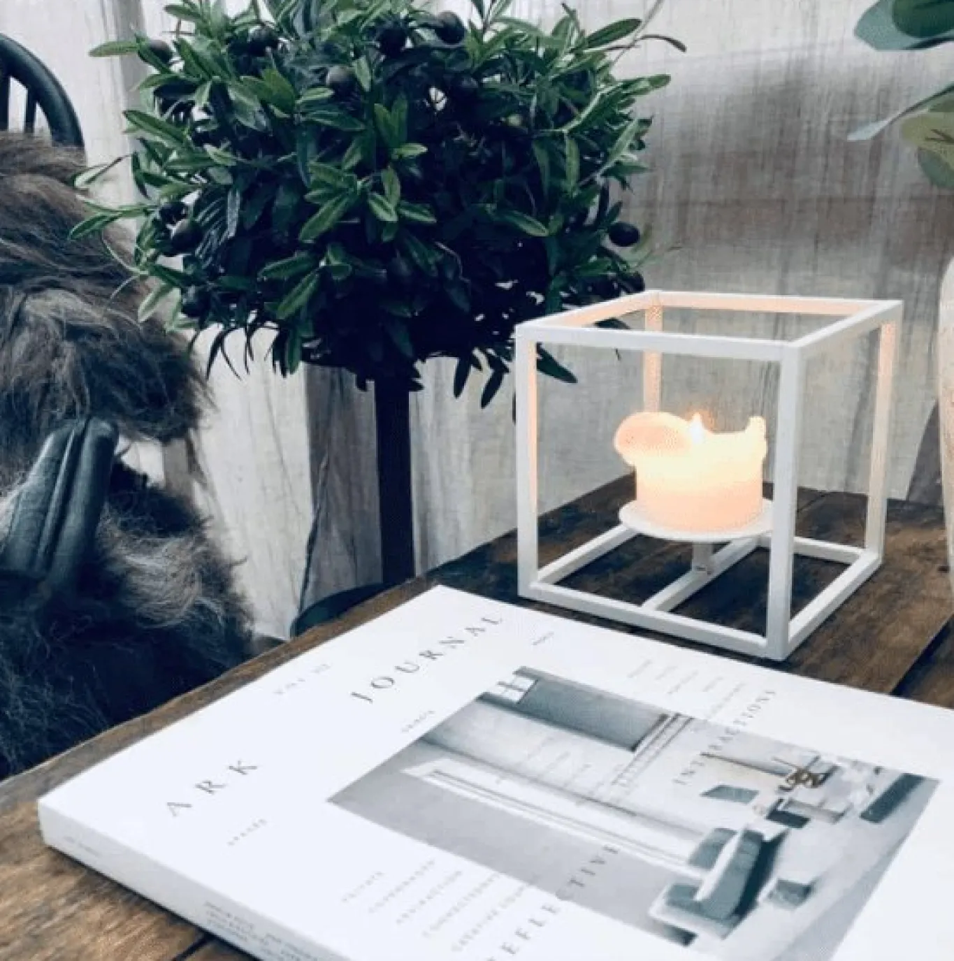 VIAMAJA Lysestager<Cube stage til bloklys - Lille – Hvid