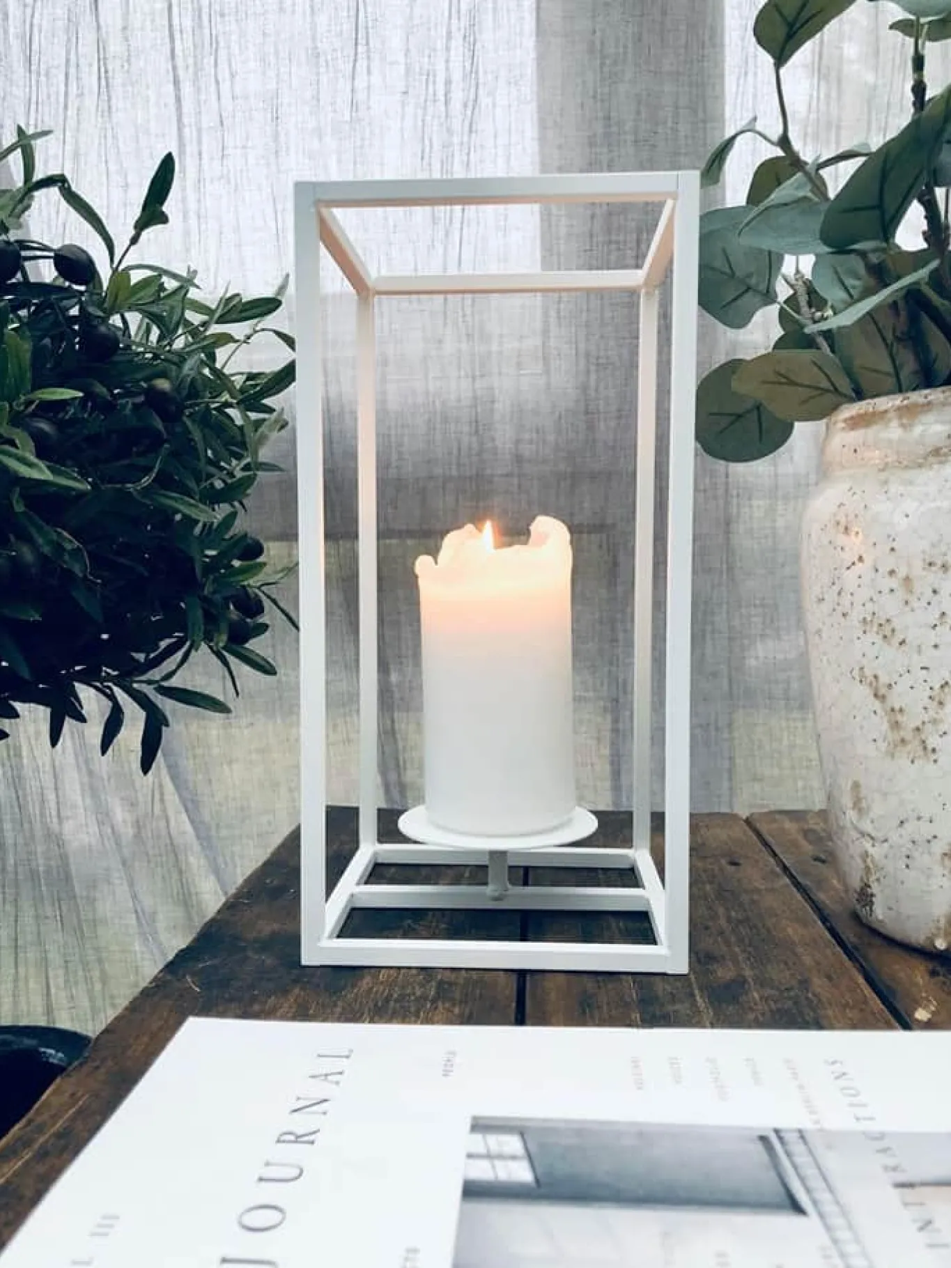 VIAMAJA Lysestager<Cube stage til bloklys - Stor – Hvid