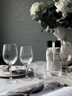VIAMAJA Krus, Kopper Og Glas|Alt Til Vin<Vinglas Rødvin Rillet med guld kant - 4 stk