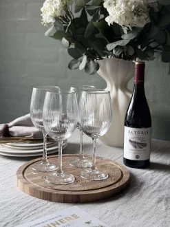 VIAMAJA Krus, Kopper Og Glas|Alt Til Vin<Vinglas Rødvin Rillet med guld kant - 4 stk