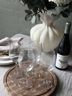 VIAMAJA Krus, Kopper Og Glas|Alt Til Vin<Vinglas Rillet med guld kant - 4 stk. 350ml