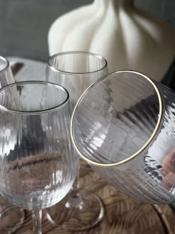 VIAMAJA Krus, Kopper Og Glas|Alt Til Vin<Vinglas Rillet med guld kant - 4 stk. 350ml