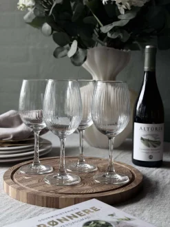 VIAMAJA Krus, Kopper Og Glas|Alt Til Vin<Vinglas Rillet med guld kant - 4 stk. 350ml