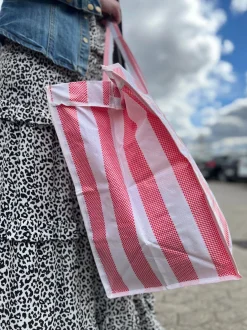 VIAMAJA Shoppere|Camping Og Picnic<XL strandtaske med Strib - Rød